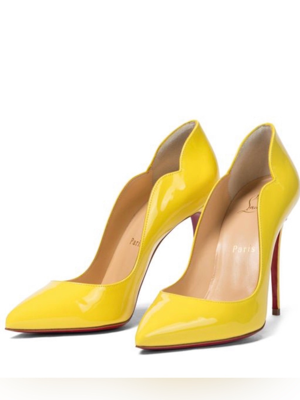 Preowned Christian Louboutin Hot Chick Yellow Patent Pointed-Toe Stiletto Pumps